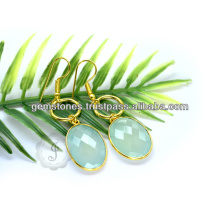 Vermeil Aqua Chalcedony Earring Wholesale Vermeil Bezel Earring